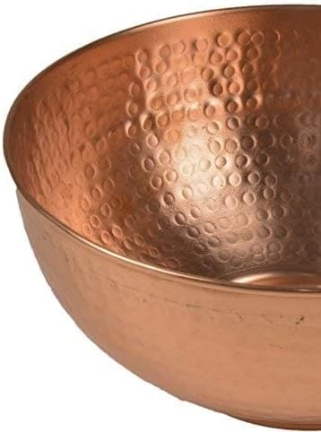 GoCraft Pure Copper Mixing Bowl with Hammered Finish for Salad, Egg Beating, Decorative & Kitchen Serving Purposes - 7.5" (Medium)