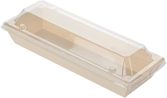 Restaurantware LIDS ONLY: Taipei 8 x 3 x 1.3 Inch Rectangle Transparent Lids 100 Plastic Lids For 9 Ounce Rectangle Wooden Containers - Containers Sold Separately Clear Plastic To Go Box Lids