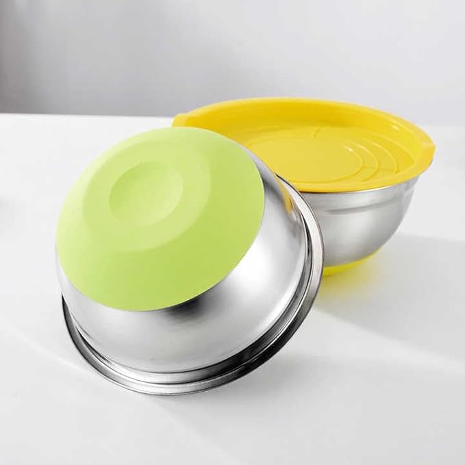 Chef Stainless Steel Mixing Bowls Set with Lids, Airtight Food Storage Bowls for Meal Prep and Baking