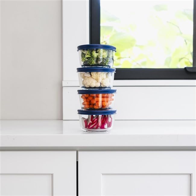 16-Piece Glass Food Storage Containers Set (8 Containers + 8 BPA-Free Lids) | 1-Cup, Leakproof | Microwave, Freezer, Oven & Dishwasher Safe | Ideal for Meal Prep & Pantry Organization