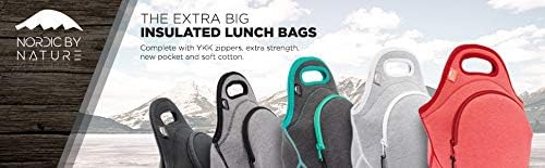 Nordic By Nature Neoprene Lunch Bag for Women & Lunch tote for Kids Insulated Lunch bag Reusable Washable Extra Thick Neoprene & Soft Cotton Feel, Premium Stitching, Outside Pocket, (M) Lagoon