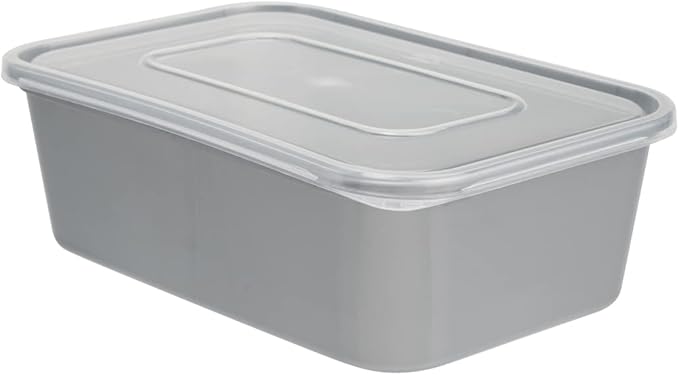 Restaurantware Futura 25 oz Rectangle Silver Plastic Take Out Container - with Clear Lid, Microwavable - 6 3/4" x 4 1/2" x 2 1/4" - 100 count box