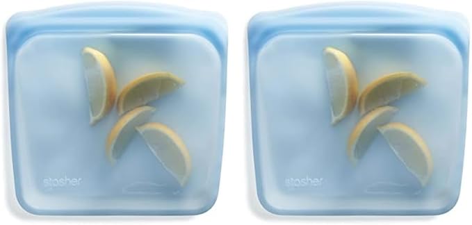 Stasher Premium Silicone Reusable Food Storage Sandwich Bag, Blue, Microwave, Sous Vide, Dishwasher, Oven and Freezer Safe, BPA Free, Leak-free, Eco-friendly, 28 Oz (Pack of 2)