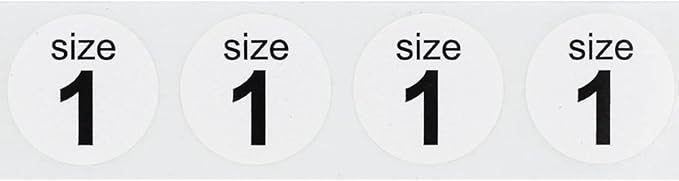 Shoe Size 1 White Stickers - 3/4 Inch Round, 500 Semi-Gloss Adhesive Labels Per Roll for Retail, Footwear Inventory, and Organization - Made in The USA