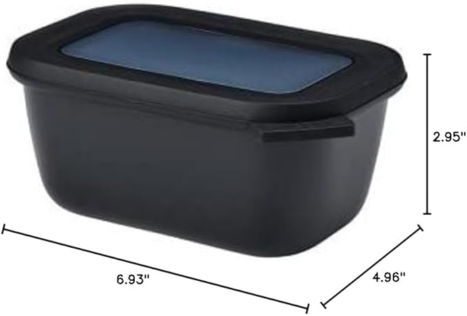 Mepal Cirqula Multi Bowl Rectangular 750 ml Nordic Black-Food Storage Box-Stackable-Dishwasher Safe, Polypropylene