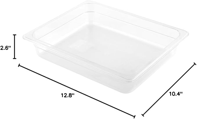 Restaurantware-2.5 Inch Deep Food Pans, 1 1/2 Size Commercial Food Storage Container - Freezable, Break-Resistant, Clear Plastic Cold Pans, Dishwashable, For Kitchens, Restaurants, Or Cafeterias