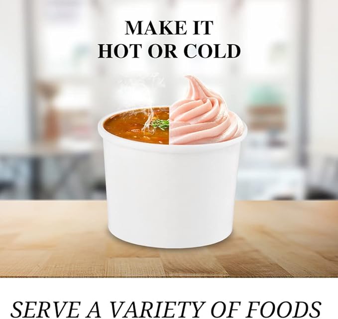 12 oz 50 Pack Soup Containers with Lids Disposable Soup Bowls, Ice Cream Containers, White Disposable Soup Cups