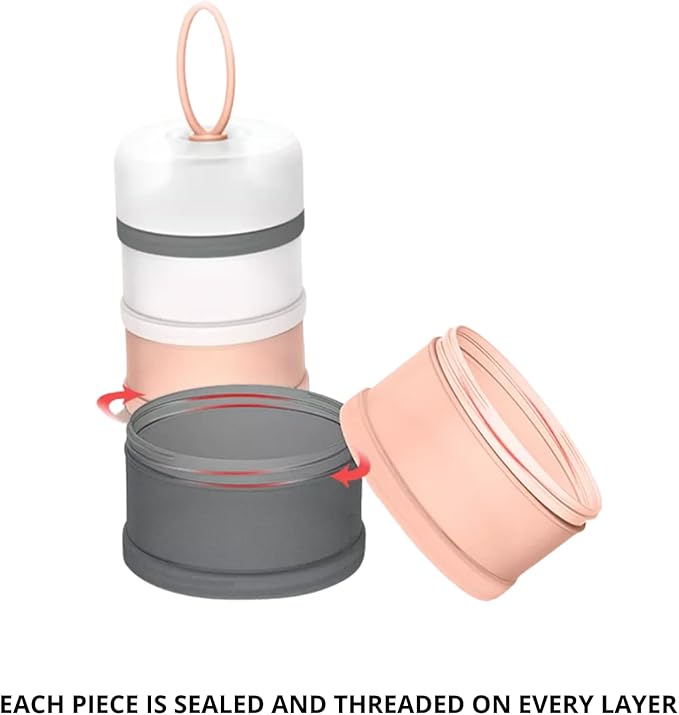 Portion Control Container Set, Stackable and Detachable, Leak-Proof, Ideal for Weight Control or Storing Food, Snacks or Protein Powders, Bariatric Friendly, 6 Pieces Total (Pink-Gray)