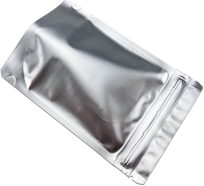 PABCK Stand-Up Resealable Heat Seal Bags 3.55mil Thick Frosted Silver Foil Sealed Bags 50 Pieces 3.35x5.1 inch for Zip Packaging Lock Food Storage Pouch