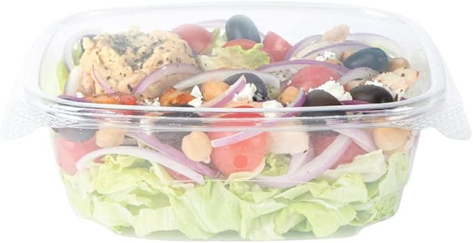 Restaurantware Thermo Tek 32 Ounce Deli Food Containers 100 Anti-Fog Hinged Lid Containers - Freezable Rectangle Clear Plastic To Go Food Containers Disposable