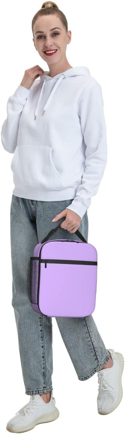 Light Purple Lunch Bag for Kids Girls Women Washable Thremal Picnic Meal Box for School Office Beach Insulated Cooler Reusable Portable