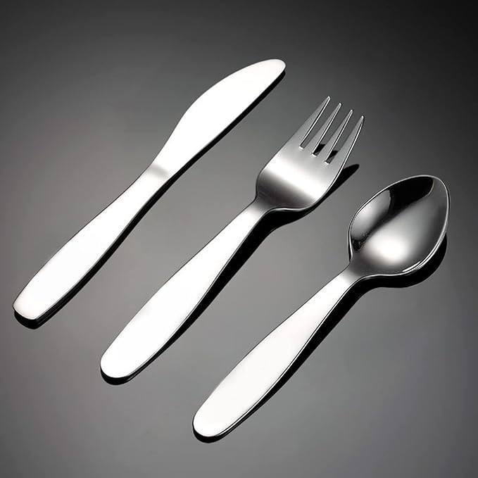 VANRA 3 Pieces Children Fork Spoon Knife Set with Travel Case for Lunch Box, 18/8 Stainless Steel Kids Silverware Flatware Set Kids Utensil Set for School (Fork Spoon Knife)