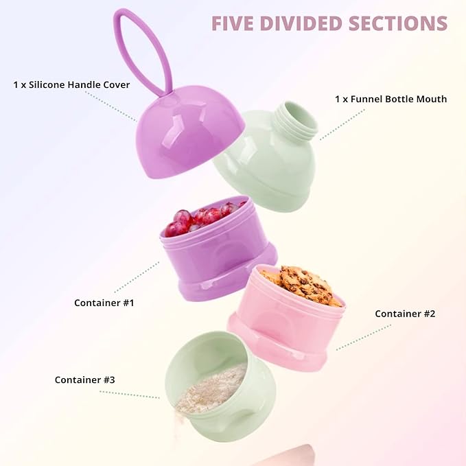 Portion Control Container Set, Stackable and Detachable, Leak-Proof, Ideal for Weight Control or Storing Food, Snacks or Protein Powders, Bariatric Friendly, 6 Pieces Total (Green-Brown)