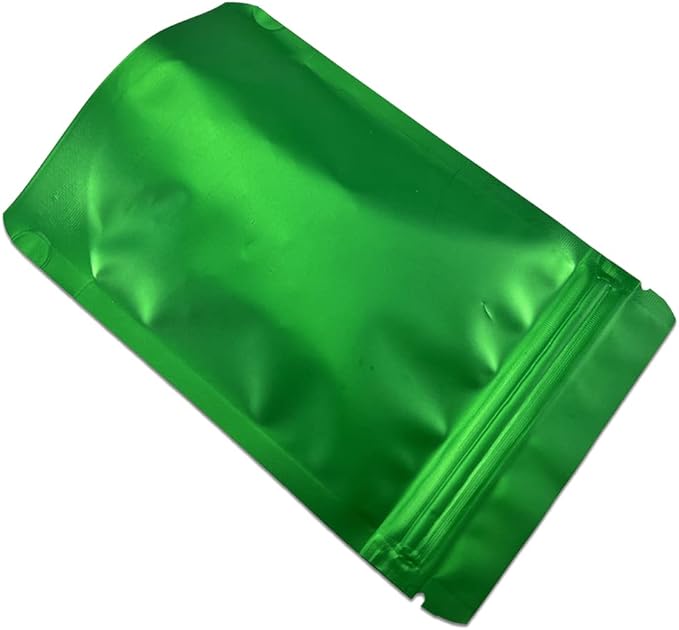PABCK Stand-Up Resealable Heat Seal Bags 3.55mil Thick Frosted Green Foil Sealed Bags 50 Pieces 3.35x5.1 inch for Zip Packaging Lock Food Storage Pouch