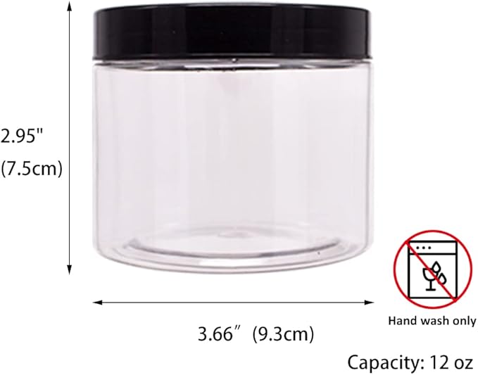 12 Pack 12 oz Plastic Jars With Lids, Extra Labels, 1 Pen, Clear PET Seal Jar for Food Storage,Wide Opening Storage jar For Dry Food, Peanut, Powder, Kitchen & Craft Storage