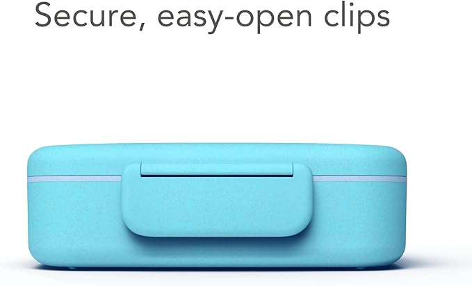 Fenrici Bento Box Lunch Box For Kids and Teens, Made with Wheat Straw, 5 Leakproof Compartments, BPA-Free Bento Box, Microwave and Dishwasher Safe, Pastel Blue, Blue