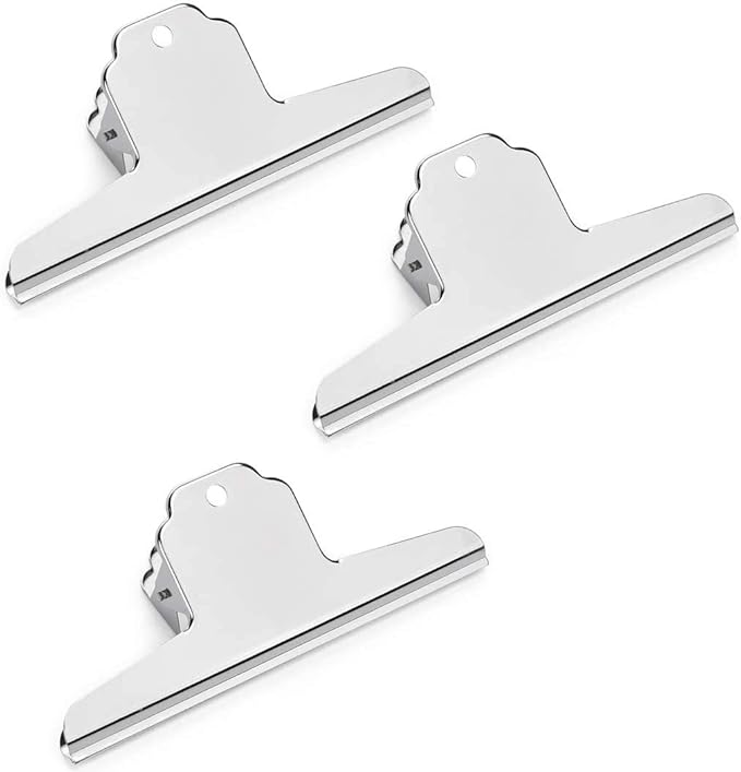 4 Inch Large Bulldog Clip, 10 Pack Stainless Steel File Money Binder Clips, Clamps, Metal Food Bag Paper Clips for Home Office School Supplies (Silver)