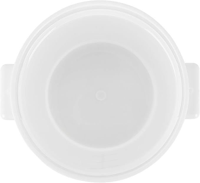 Restaurantware-Met Lux 4 Quart Food Storage Containers, 10 White Storage Containers - Lids Sold Separately, Red Volume Markers, Dishwashable Containers, Side Handles, For Storing Foods