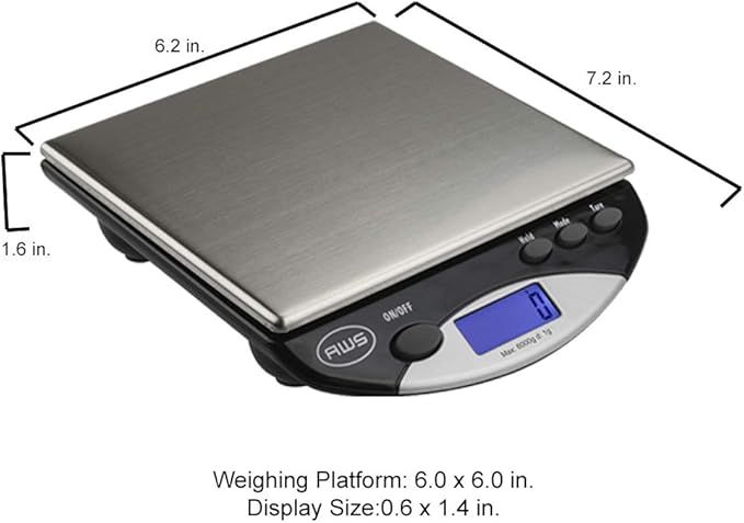 American Weigh Scales AMW Series Precision Digital Kitchen Scale 6KG x 1 KG (AMW-13-BK)