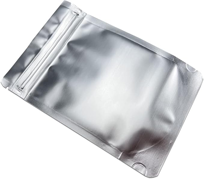 PABCK Stand-Up Resealable Heat Seal Bags 3.55mil Thick Frosted Silver Foil Sealed Bags 50 Pieces 3.35x5.1 inch for Zip Packaging Lock Food Storage Pouch