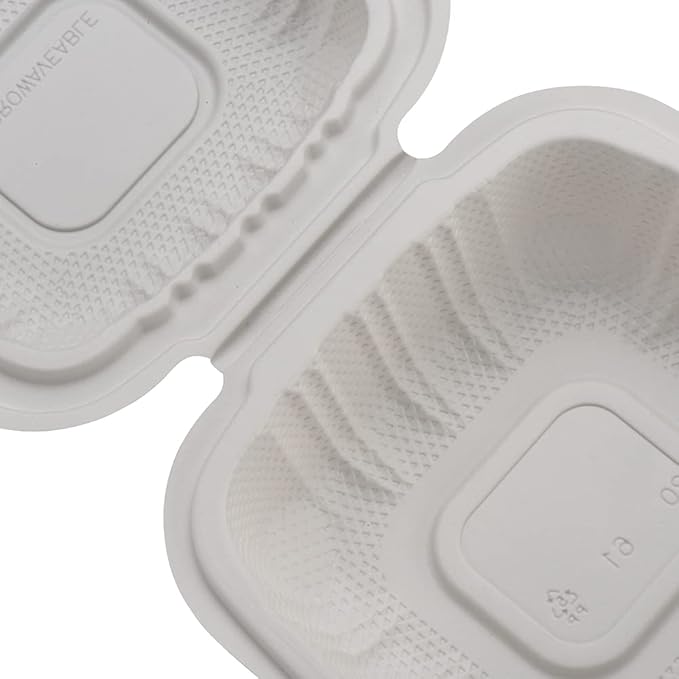 TIYA Clamshell Food Containers - White Bulk 150 Pack, 6x6 in - BPA-Free Plastic To-Go Containers - Microwavable, Hinged, Tall Takeout Clamshells - Great for Meal Prep