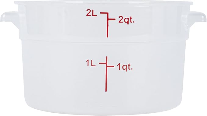 Restaurantware-Met Lux 2 Quart Food Storage Container, 1 Translucent Storage Container - Lids Sold Separately, Red Volume Markers, Dishwashable Container, Side Handles, For Storing Foods