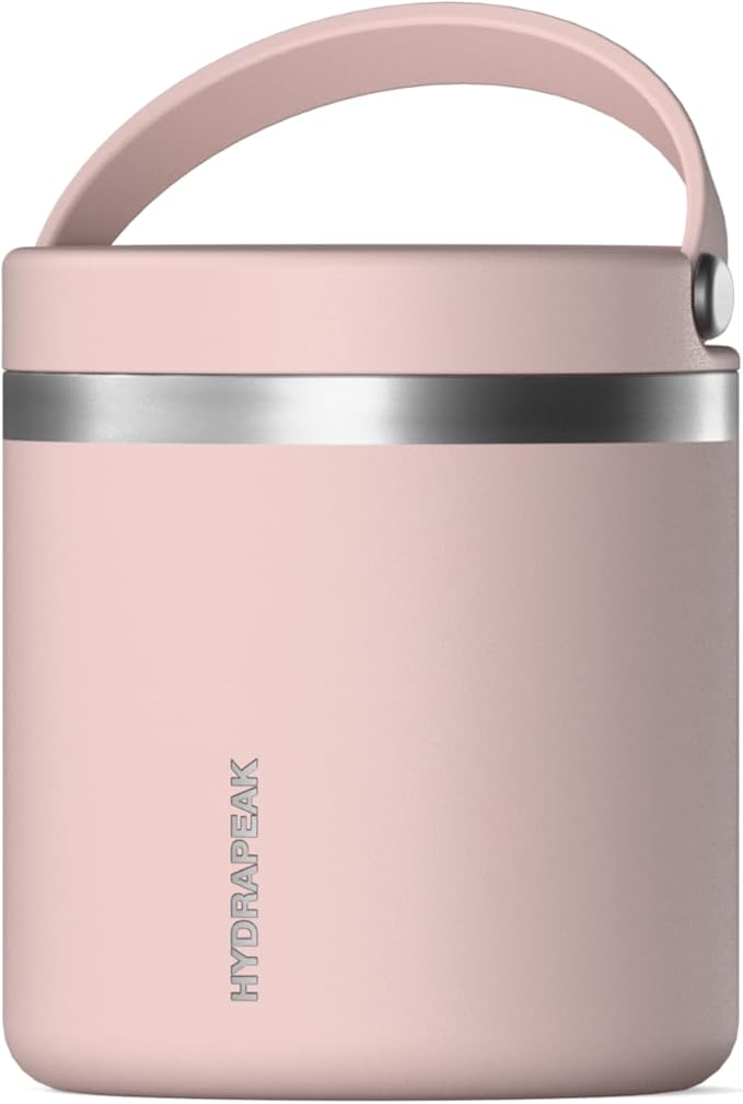 Hydrapeak 25oz Stainless Steel Vacuum Insulated Thermos Food Jar | Thermos for Hot Food and Cold Food, Wide Mouth Leak-Proof Soup Thermos for Adults, 10 Hours Hot and 16 Hours Cold (Blossom Pink)