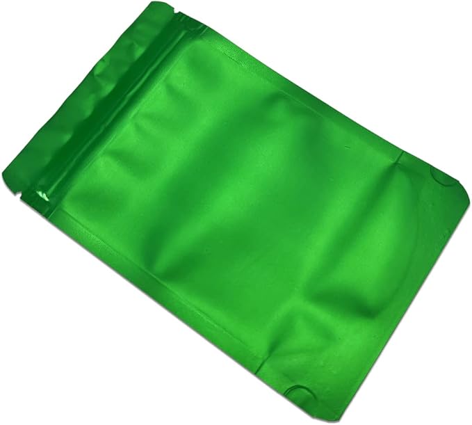 PABCK Stand-Up Resealable Heat Seal Bags 3.55mil Thick Frosted Green Foil Sealed Bags 50 Pieces 3.35x5.1 inch for Zip Packaging Lock Food Storage Pouch