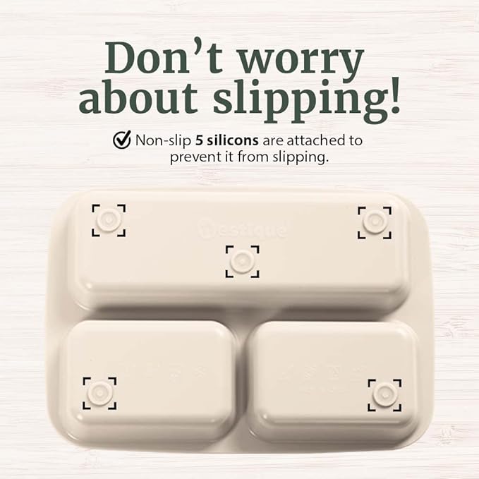 NESTIQUE Diet Portion Control Plate| Food Portion Containers & Divided Plates for Adults | Reusable & Microwavable Plates with Dividers |Silicon Portion Control Containers for Weight Loss Vanilla Pink