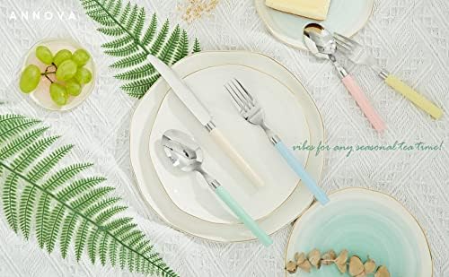 ANNOVA Silverware Set 20 Pieces Stainless Steel Cutlery Color Handle Flatware - 4 x Dinner Knife; 4 x Dinner Fork; 4 x Salad fork; 4 x Dinner Spoon; 4 x Dessert Spoon (Mix 68)