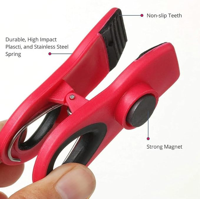 Magnetic All-Purpose Bag Clips - Multicolor Chip Clips for Food and Snacks, Airtight Grip for Bread, Chips, and Snack Bags - Durable, Reusable, Leak-Proof & Essential Kitchen Tools (Pack of 10).
