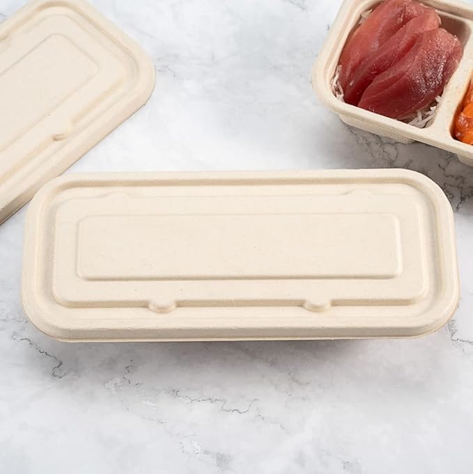 Restaurantware-LIDS ONLY: 9.1 Inch Disposable Lids, 100 Sustainable To Go Containers with Lids - Microwavable, Freezable, Bagasse Lid, Grease-Resistant, Containers Sold Separately