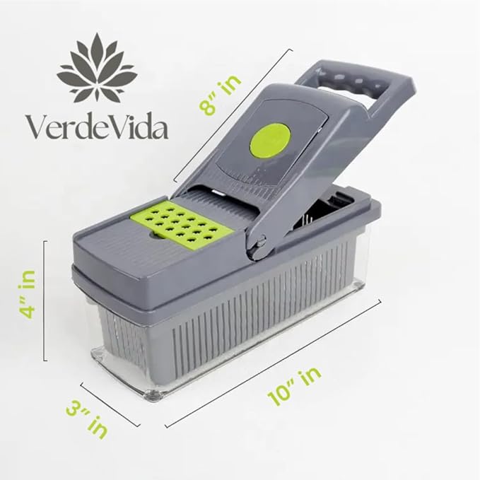 Vegetable Chopper, Food Chopper & Spiralizer, 15-in-1, 8 Stainless Steel Blades, Black