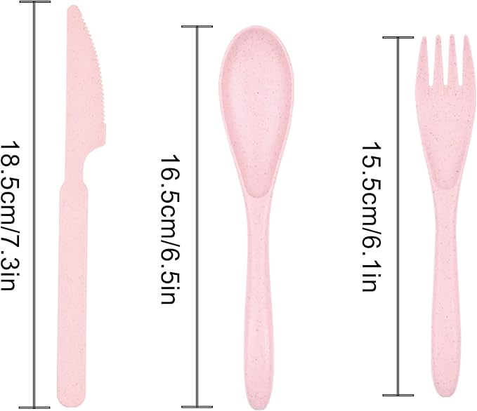 Knives Spoons and Forks Set, Wheat Straw Cutlery Set, Reusable Flatware Set for 4, Utensils for Party, Travel, Work, Picnic, Camping or Daily Use (1)