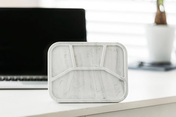 Spoondrift Leakproof Silicone Bento Box Lunch Box 100% Food Grade, BPA- Free Silicone, Lightweight, Microwave Safe, Freezer safe, Dishwasher Safe, 4 Compartment, Includes 1 Box (Marble)