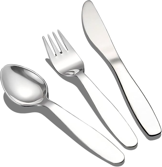 VANRA 3 Pieces Children Fork Spoon Knife Set with Travel Case for Lunch Box, 18/8 Stainless Steel Kids Silverware Flatware Set Kids Utensil Set for School (Fork Spoon Knife)
