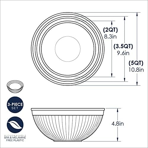 Nordic Ware Prep and Serve Mixing Bowls Set, 3-Piece, Earth-Tones