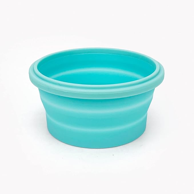 CCyanzi 3piece Round Collapsible Bowl with Lids, Silicone Food Storage Containers, Microwave & Freezer Safe, Space Saving for Kitchen Cabinet and Camping Backpack,(Blue)