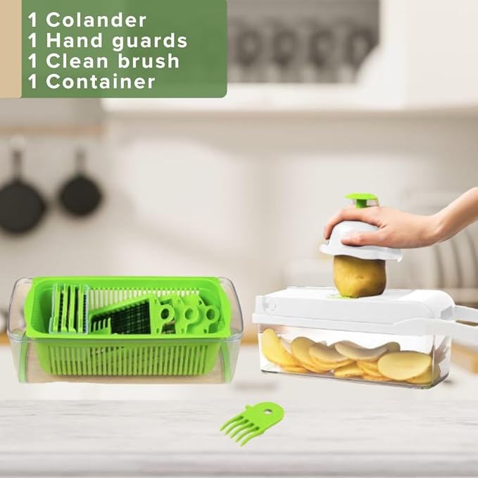 Vegetable Chopper, Mandoline slicer, with 8 blades 14 in 1, Food Chopper, French Fry Cutter, Onion Slicer, Vegetable Slicer, Mandoline Slicer for Kitchen, Kitchen and Dining, Mandoline By Zôco Smart