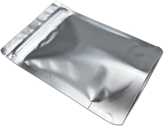 PABCK Stand-Up Resealable Heat Seal Bags 3.55mil Thick Frosted Silver Foil Sealed Bags 50 Pieces 3.35x5.1 inch for Zip Packaging Lock Food Storage Pouch