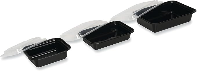 GEN Food Container with Lid, 28 oz, 8.81 x 6.02 x 2.04, Black/Clear, Plastic, 150/Carton (TORECT28)