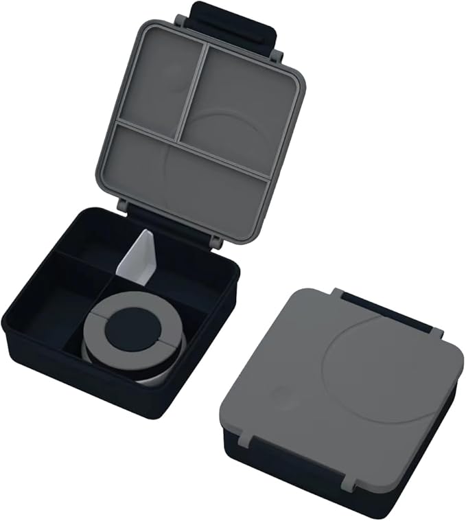 Bento Lunch Box with Soup Thermo,Lunch Bag, Leak-Proof Lunch Food Containers with 4 Compartment(Black)