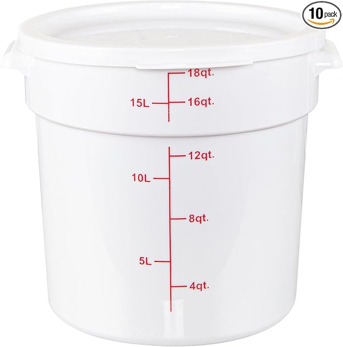 Restaurantware-LIDS ONLY: Met Lux Food Container Lids, 10 Round Lids For Storage Containers - Containers Sold Separately, With Pull-Corner Tab, White Plastic Lids, Dishwashable, Freezable