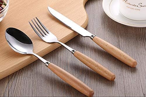 12 Pieces Wood Stainless Steel Cutlery Set Wooden Handle Flatware Set Knife Fork Spoon Service for 4