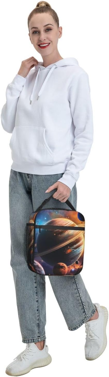 Insulated Lunch Box for Girls Boys Women Adults Kids Galaxy Lunch Box for Work,Picnic,School,Travel,Hiking, Beach or Fishing Polyester Galaxy Lunch Bag Planet