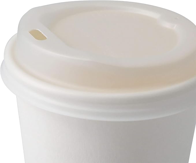 BIOZOYG Coffee Cup Lids 50 Pack White - 3 Sizes (6 oz, 8 oz) - Hot Cup Lids to Go - Bioplastic Dome Lids
