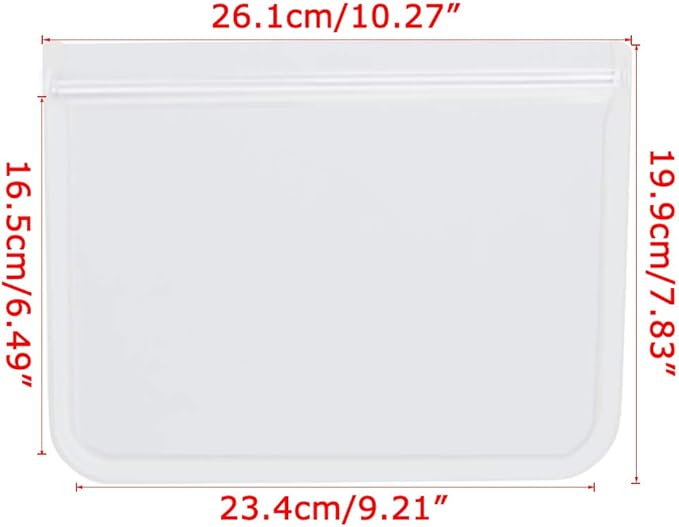 1/2 Gallon Freezer Bags Reusable Food Storage Bags for Vegetable, Liquid, Snack, Meat, Sandwich, 10.2x7.87 Inch, 10 Pack