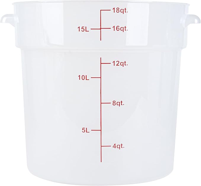 Restaurantware-Met Lux 18 Quart Food Storage Containers, 10 Translucent Storage Containers - Lids Sold Separately, Red Volume Markers, Dishwashable Containers, Side Handles, For Storing Foods