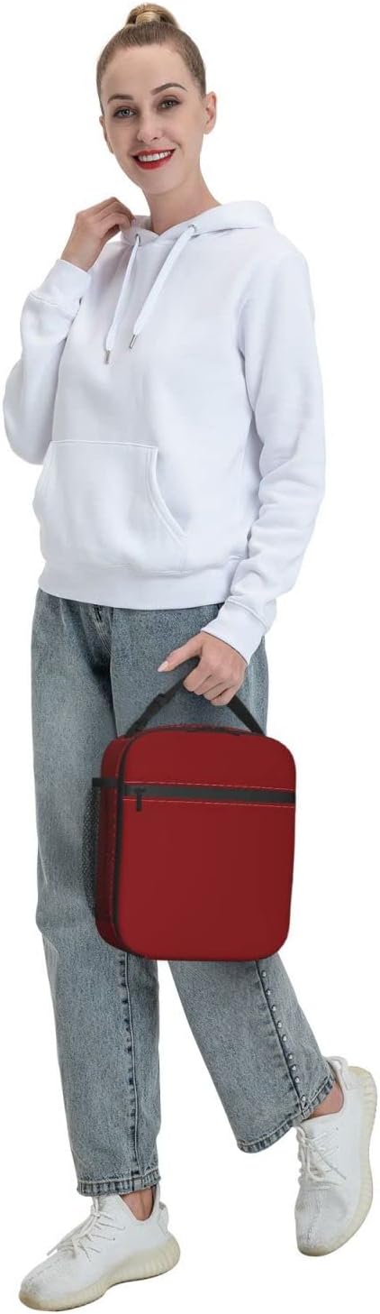 Red Lunch Bag for Women Washable Thremal Picnic Meal Box for Office Beach Travel Hiking Camping Insulated Cooler Reusable Portable