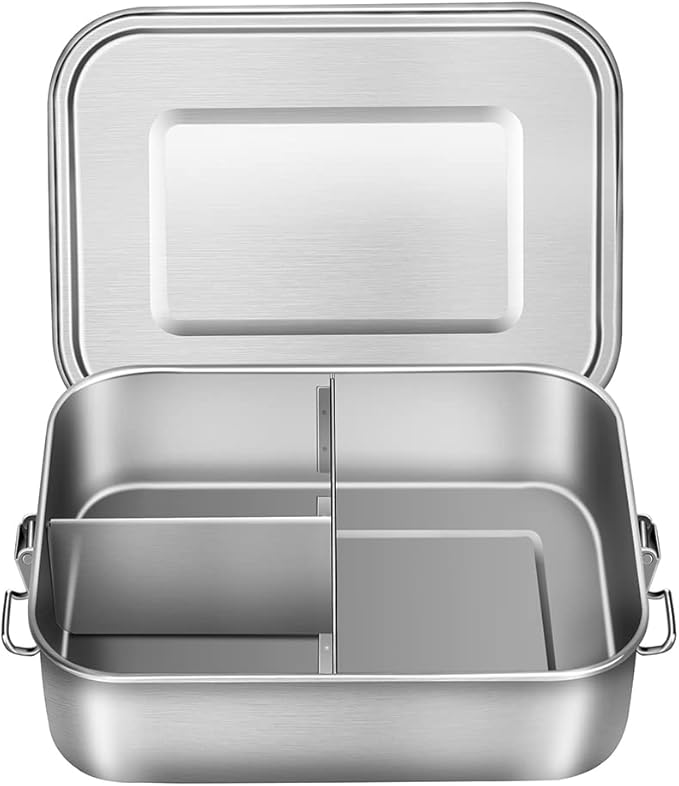 UPTRUST Leak Proof Stainless Steel Bento Container for Lunch,Bento Lunch Box for Kids or Adults, 3 Compartment Packing Box for Meal Fruit Snack (40OZ/1200ML)
